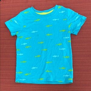 Kids Blue Stamped Shark T-Shirt